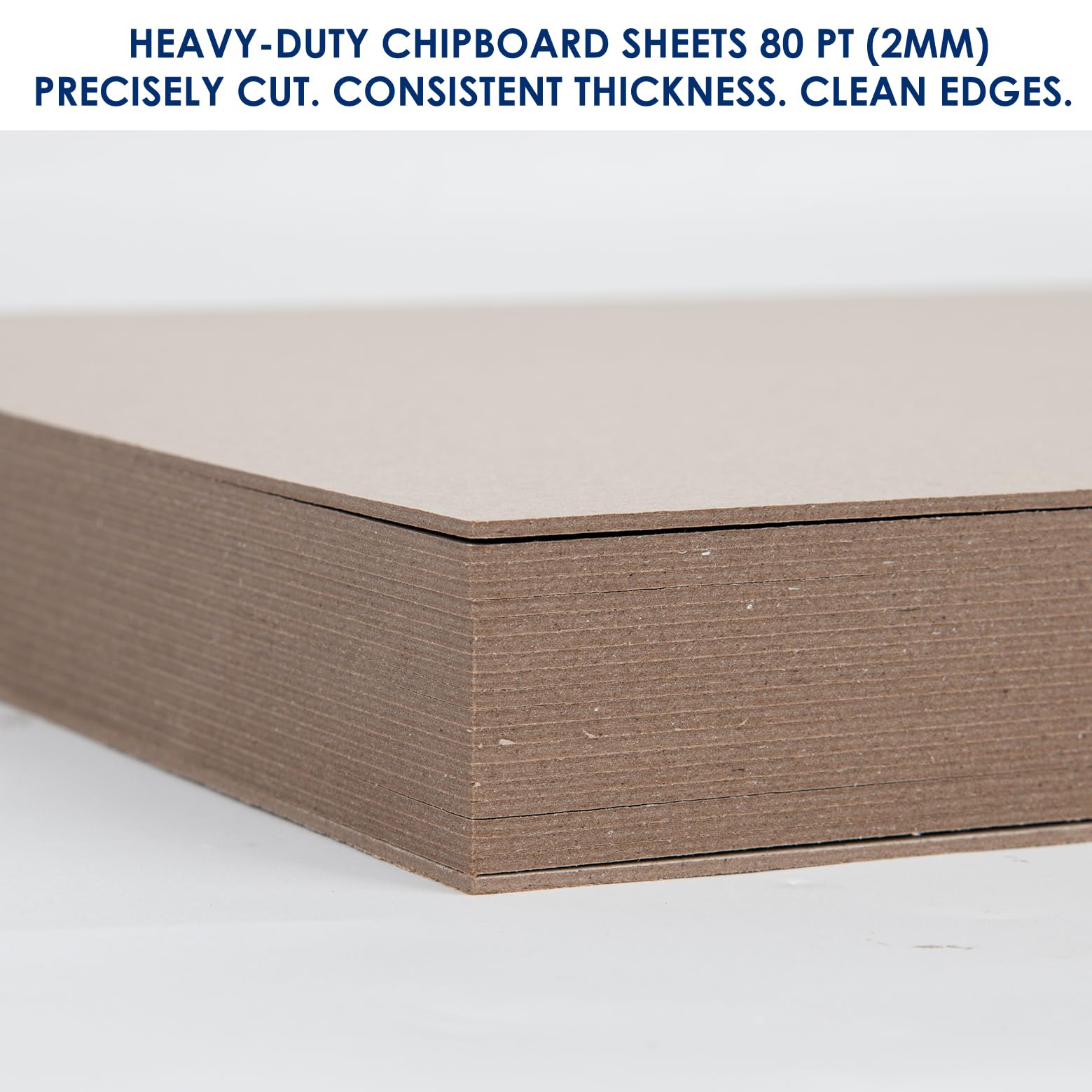 Heavy-Duty Chipboard Sheets 8.5 x 11 in - 80 PT (2mm) Thick - 20